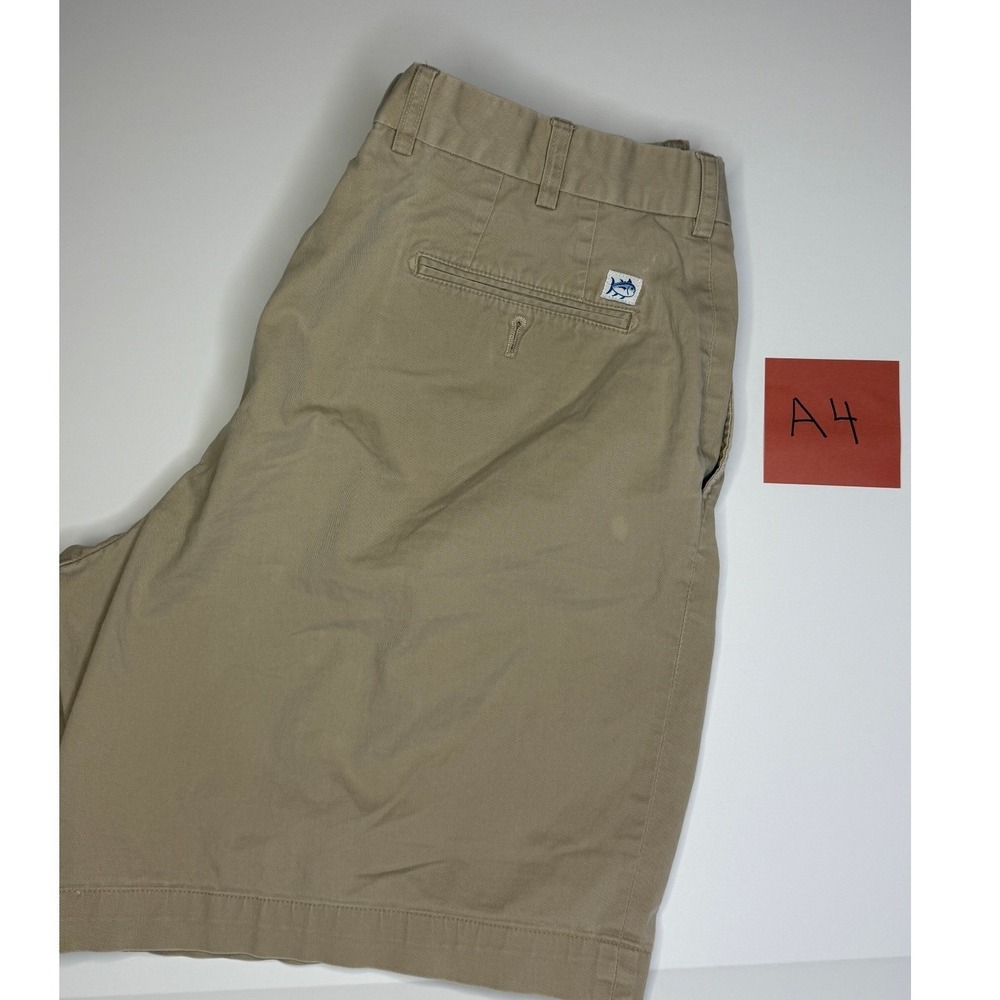 Southern Tide Mens Channel Marker Khaki Tan Flat Front Chino Shorts Size 36